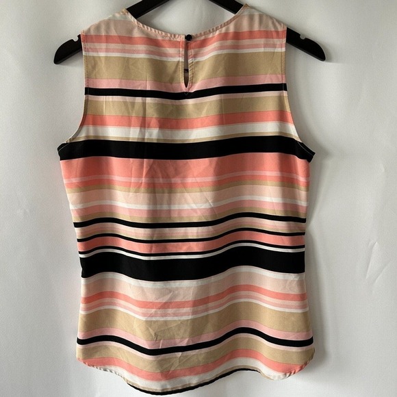 Tommy Hilfiger Women's Striped Pleated-Neck Sleevless Blouse Size Large - Picture 6 of 10